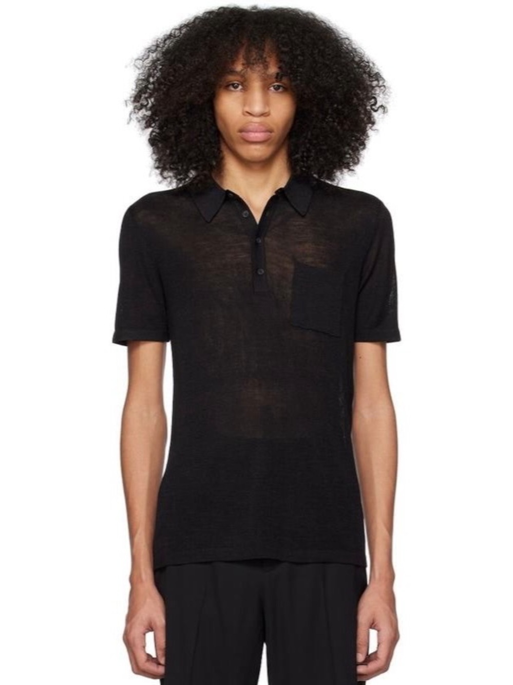 NWT Nili‎ Lotan Men's Jacques Silk Polo in Black Size XL Minimalist